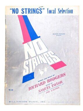 Vintage No Strings Vocal Selection Sheet Music Book 1962 Richard Rodgers Carroll